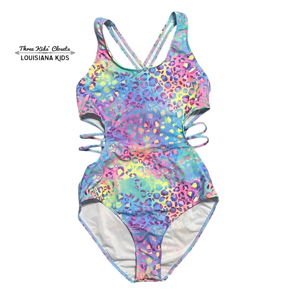 SHEIN Teen Girls 16Y Colorful Leopard Print Swimsuit